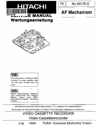 Hitachi AF Mechanism Service Manual Video Recorder VHS, Wartungsanleitung - pag. 63